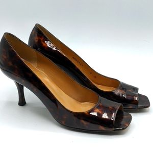 Stuart Weitzman tortoise shell peep toe heels